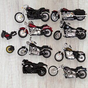 Lot of 10 Maisto Harley Davidson Die Cast Motorcycles V-Rod Dyna Softail Chopper